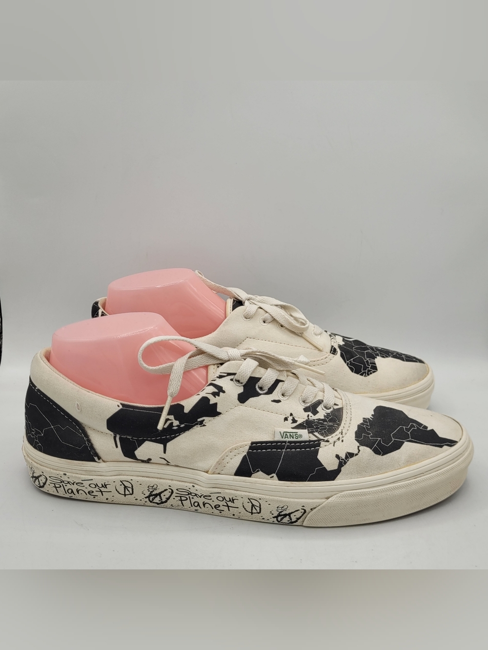 Vans Black and Cream World Map Canvas Sneakers